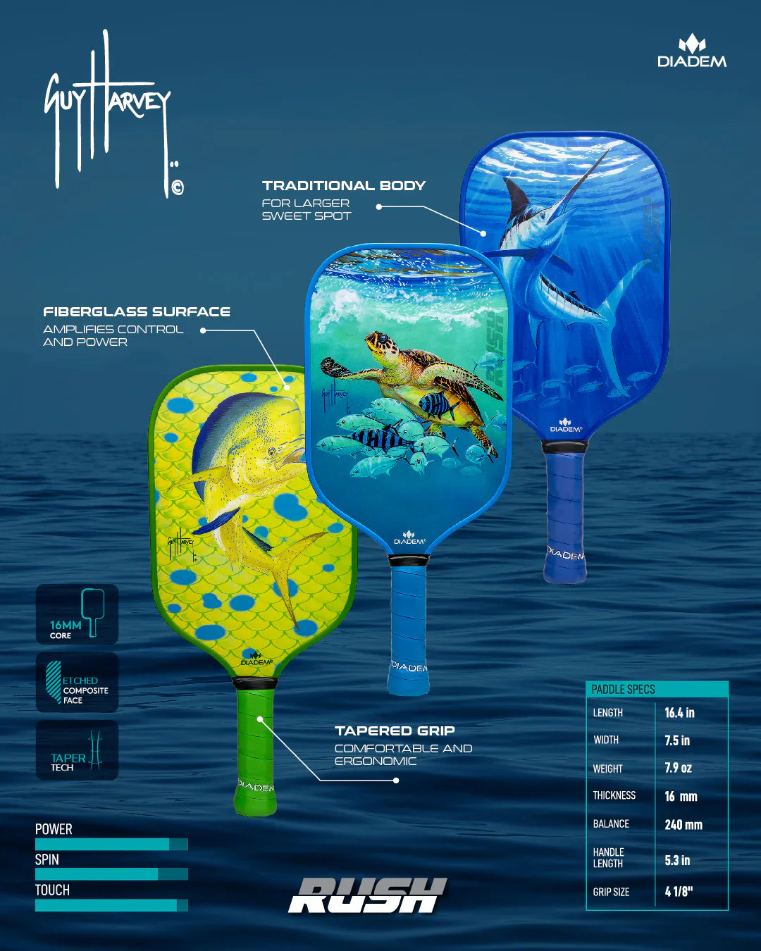 Rush - Guy Harvey Limited Edition Pickleball Paddle